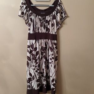 Brown and White Dress